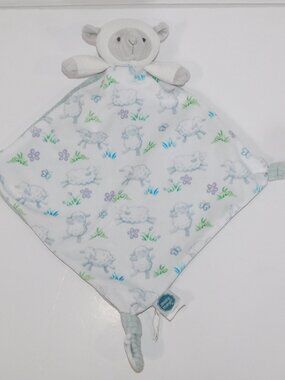 Mary Meyer White Blue  Little Knotties Lamb Sheep security blanket Baby Lovey